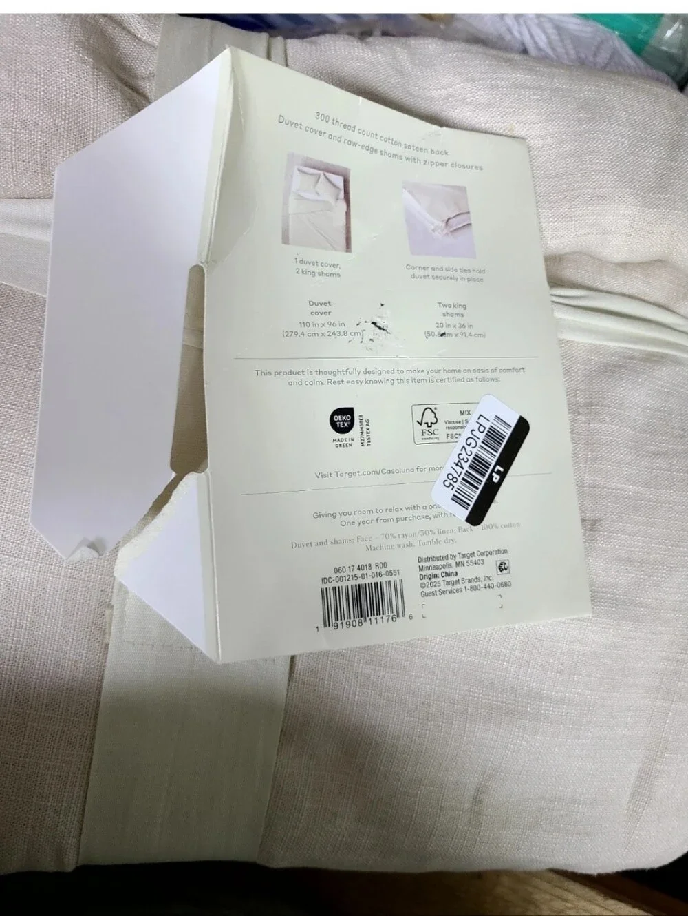 Casaluna - King Heavyweight Linen Blend Duvet Cover & Sham Set Natural